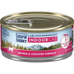 Flash Sale 🤩 Natural Balance L.I.D. Limited Ingredient Diets Indoor Grain-Free Salmon & Chickpea Formula Wet Cat Food, 5.5-oz, case of 24 🎉