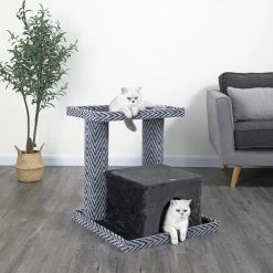 Coupon 😀 Go Pet Club 26.25-in Sequoia Cat Tree Condo, Grey/Black 💯