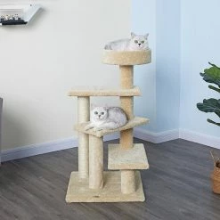 New 😍 Go Pet Club 40-in Premium Carpeted Cat Tree, Beige 🧨