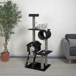 Cheap 🌟 Go Pet Club 60-in Sisal Posts Cat Tree Condo, Black 💯