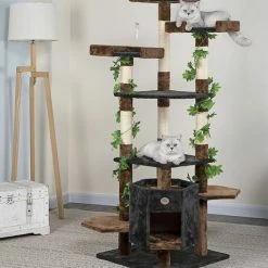 Buy 🎉 Go Pet Club 67-in Forest with Leaves Cat Tree, Blue/ Brown ⭐