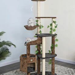 Promo 👍 Go Pet Club 74-in Forest with Leaves Cat Tree, Black/ Brown 👏