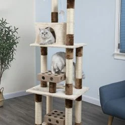 Wholesale ✔️ Go Pet Club 74-in IQ Busy Box Cat Tree Condo, Beige 🧨