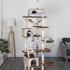 Best Pirce 🛒 Go Pet Club 92-in Condo with Adjustable Ceiling Cat Tree, Beige ✨