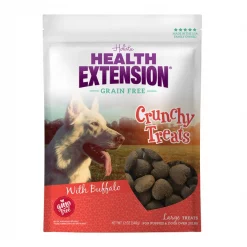 New ❤️ Health Extension Large Buffalo Heart Shaped Grain-Free Crunchy 🐶 Dog Treats, 12-oz bag 🌟