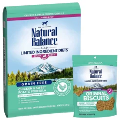 New โ๏ธ Natural Balance L.I.D. Limited Ingredient Diets Small Breed Bites Grain-Free Chicken & Sweet Potato Formula Dry ๐ Dog Food, 12-lb bag + Natural Balance L.I.T. Limited Ingredient Grain-Free Treats Sweet Potato & Chicken Formula ๐ Dog Treats, Small Breed, 8-oz bag ๐