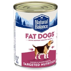Promo ❤️ Natural Balance Fat 🦮 Dogs Chicken & Salmon Formula Targeted Nutrition Wet 🦮 Dog Food, 13-oz can, case of 12 🌟