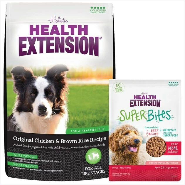 Outlet ๐ Health Extension Original Chicken & Brown Rice Recipe Dry Food+ Super Bites Beef Recipe Freeze-Dried Raw ๐ฆฎ Dog Food Mixer ๐ 1 Outlet ๐ Health Extension Original Chicken & Brown Rice Recipe Dry Food+ Super Bites Beef Recipe Freeze-Dried Raw ๐ฆฎ Dog Food Mixer ๐