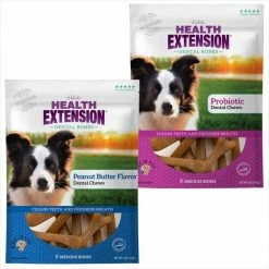 Brand new 🎁 Health Extension Peanut Butter Flavor + Probiotic Yogurt Medium Dental 🐶 Dog Treats 🔥