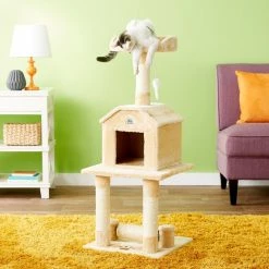 Cheapest 🥰 Go Pet Club 45-in Faux Fur Cat Tree & Condo 😉