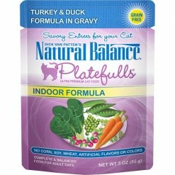 New ๐ Natural Balance Platefulls Indoor Formula Turkey & Duck Formula in Gravy Grain-Free Cat Food Pouches ๐