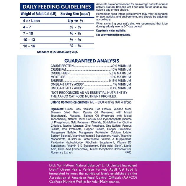 Flash Sale 💯 Natural Balance L.I.D. Limited Ingredient Diets Green Pea & Venison Grain-Free Dry Cat Food 🔥 3 Flash Sale 💯 Natural Balance L.I.D. Limited Ingredient Diets Green Pea & Venison Grain-Free Dry Cat Food 🔥 - Image 3